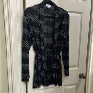 Chico's Black and Gray Patterned Cardigan